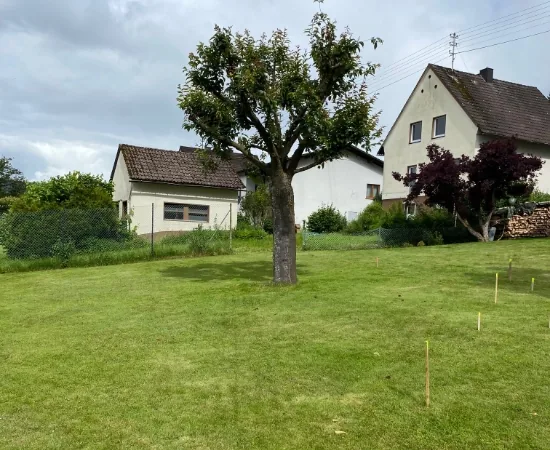 Wiese vor dem Bau der Großraumgarage
